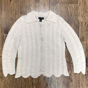 Cardigan Sweater Women's Button Up 100% Lambs Wool Size X Mercer & Madison